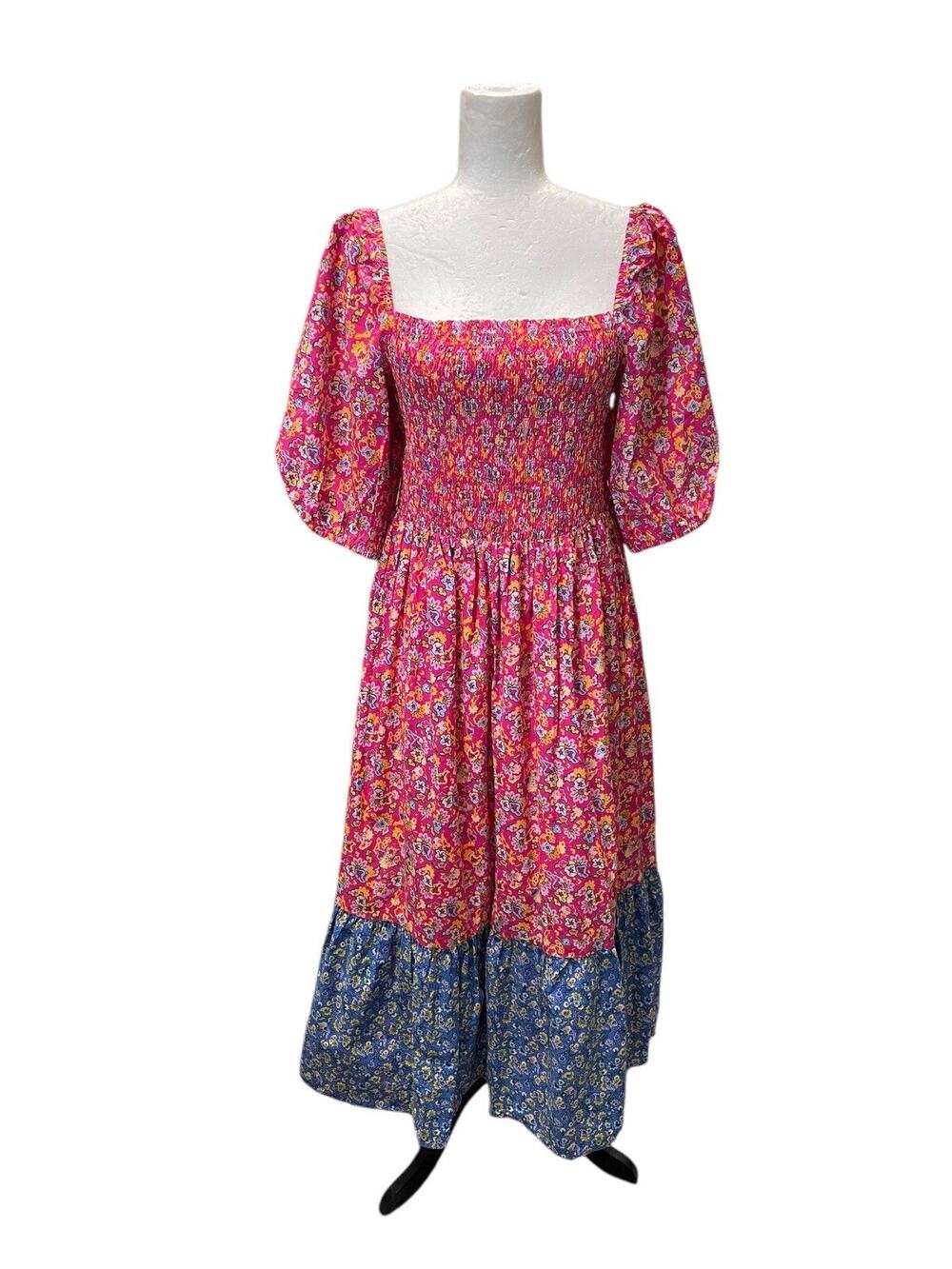 NWT House of Harlow Large Midi Dress Smocked Puff Sleeve Floral Cottagecore